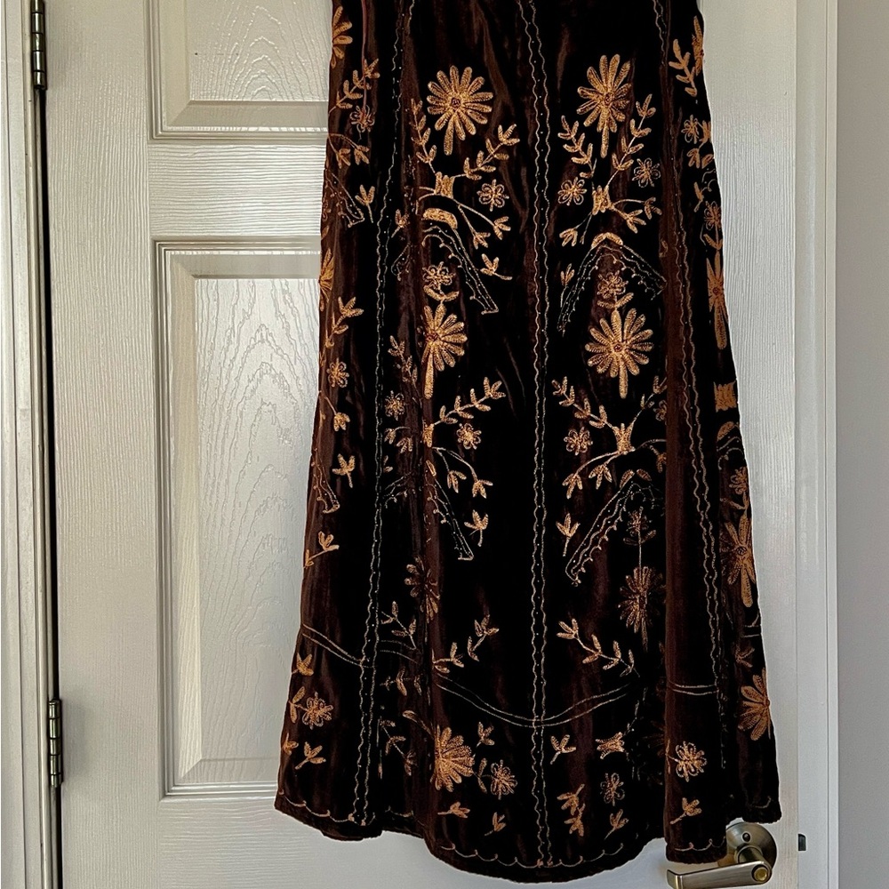 Soft Surroundings Brown Floral Maxi Skirt